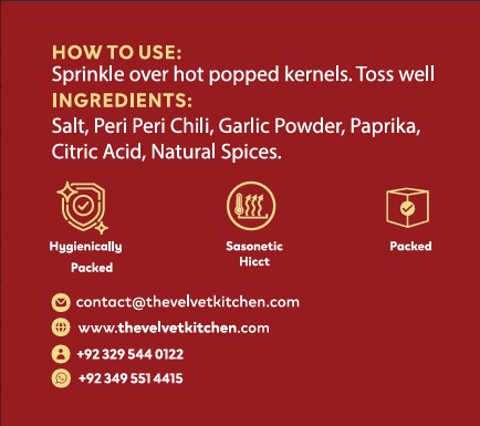 The Velvet Kitchen Zesty Peri Peri Popcorn Seasoning Powder (80g Jar) - Image 2