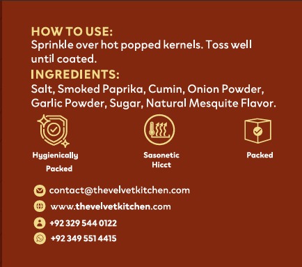 The Velvet Kitchen Smoky Sizzling Fajita Popcorn Seasoning Powder (80g Jar) - Image 2