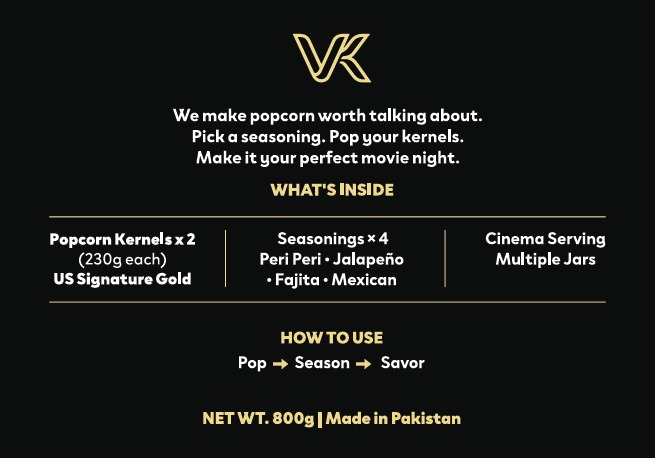 The Velvet Kitchen Gourmet Popcorn Movie Night Gift Box (2 Packs Premium Kernels + 4 Seasonings - 800g) - Image 4