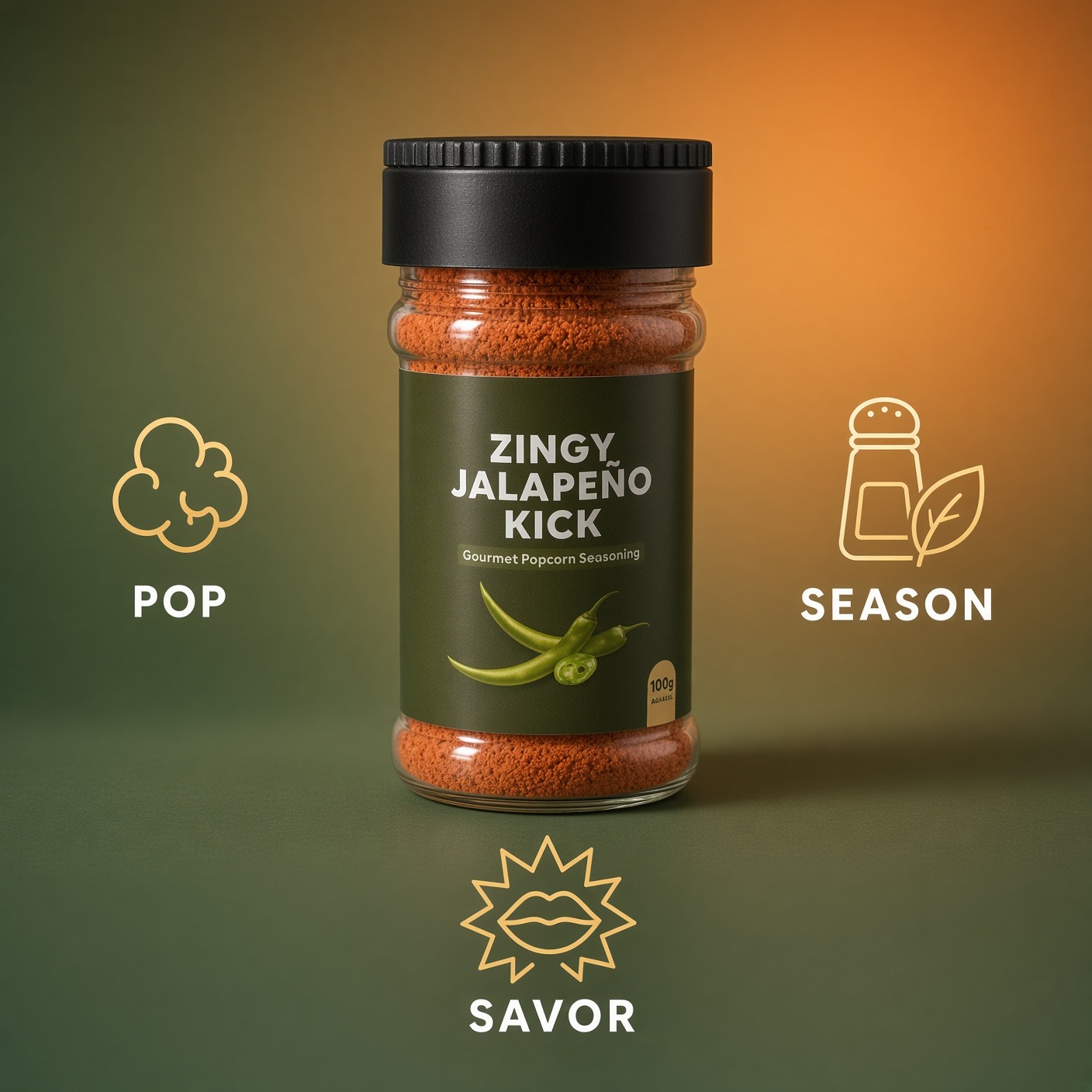 The Velvet Kitchen Zingy Jalapeno Kick Popcorn Seasoning Powder (100g Jar) - Image 2