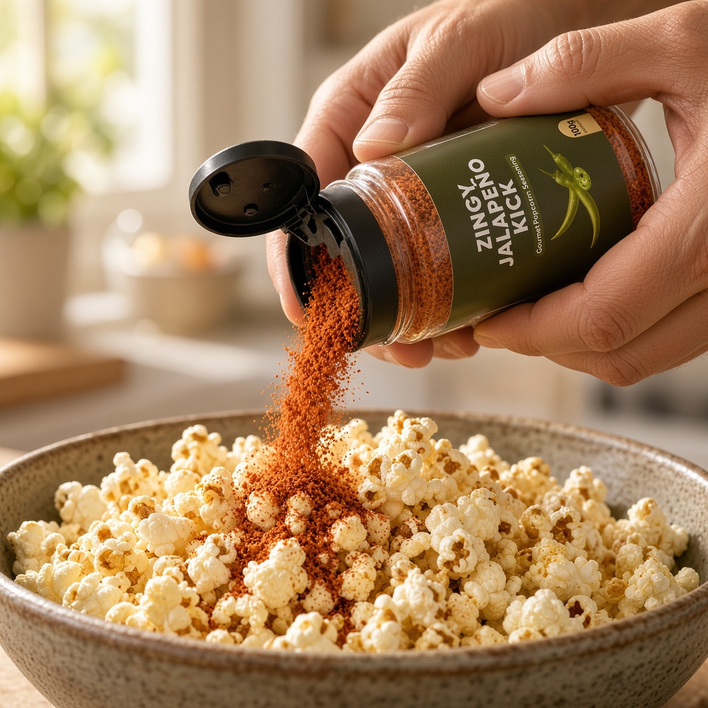 The Velvet Kitchen Zingy Jalapeno Kick Popcorn Seasoning Powder (100g Jar) - Image 3