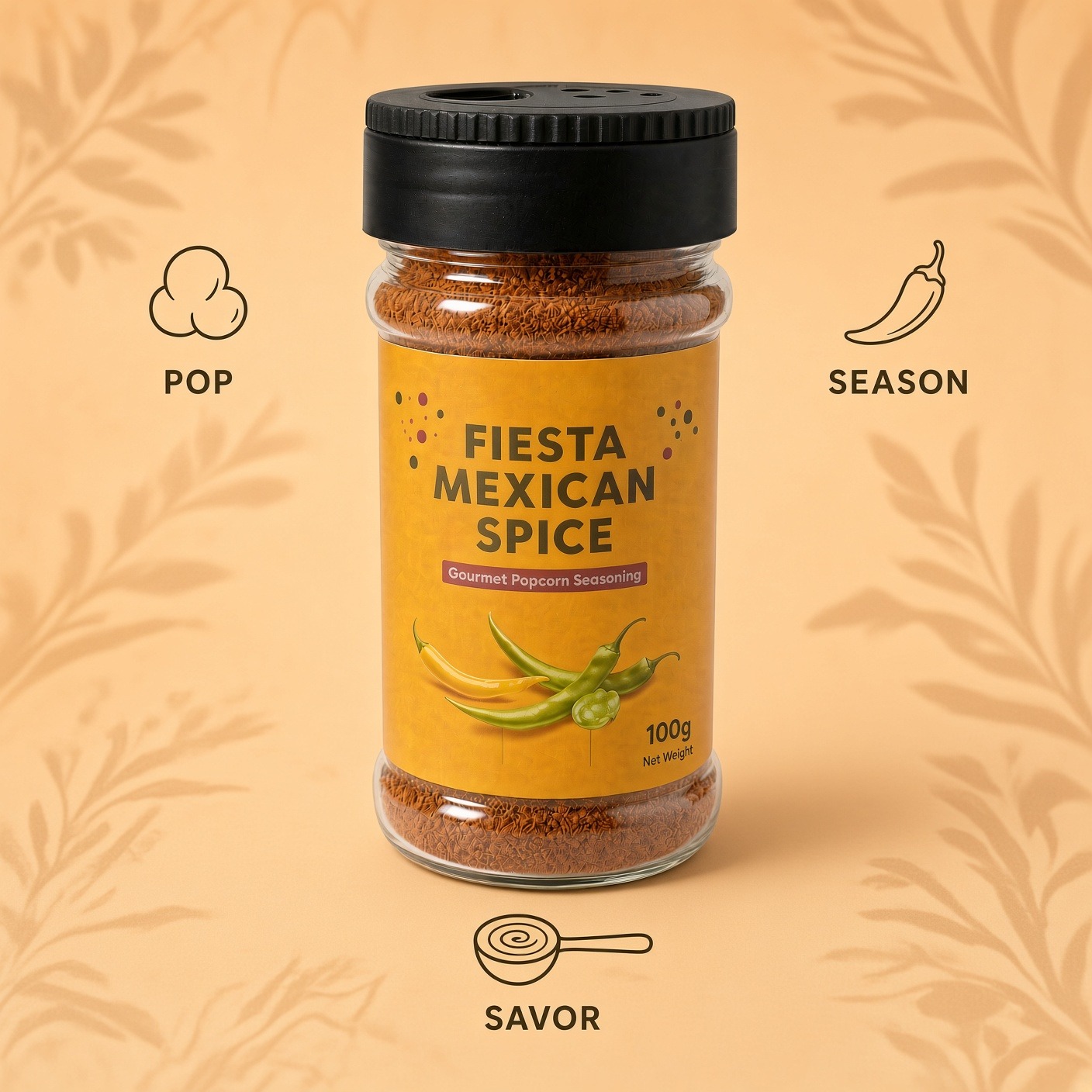 The Velvet Kitchen Fiesta Mexican Spice Popcorn Seasoning Powder (100g Jar) - Image 2
