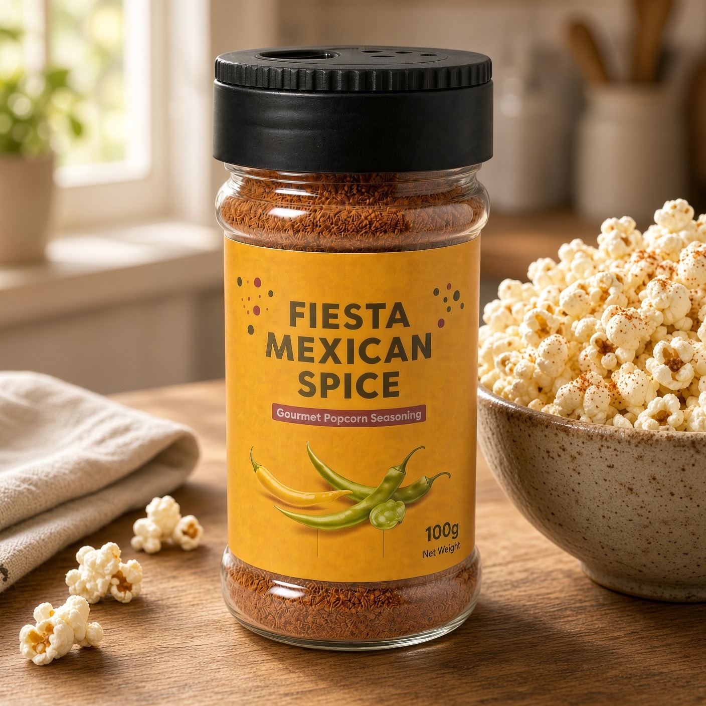 The Velvet Kitchen Fiesta Mexican Spice Popcorn Seasoning Powder (100g Jar) - Image 3