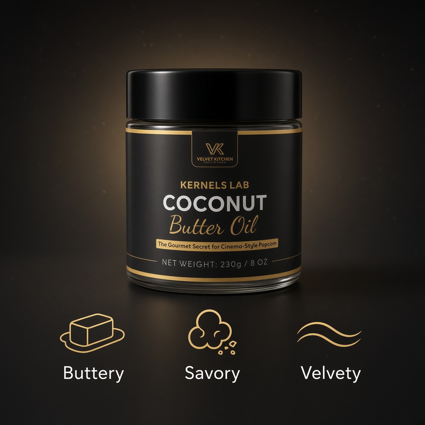 Kernels Lab Coconut Butter Oil - The Gourmet Secret for Cinema-Style Popcorn (230g / 8 oz) - Image 2
