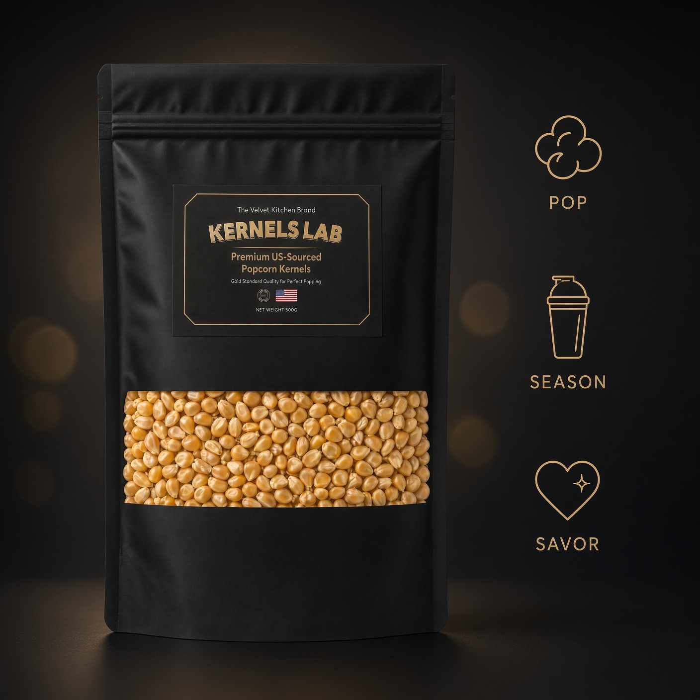 Kernels Lab Premium US-Sourced Black Pouch Popcorn Kernels - Image 2