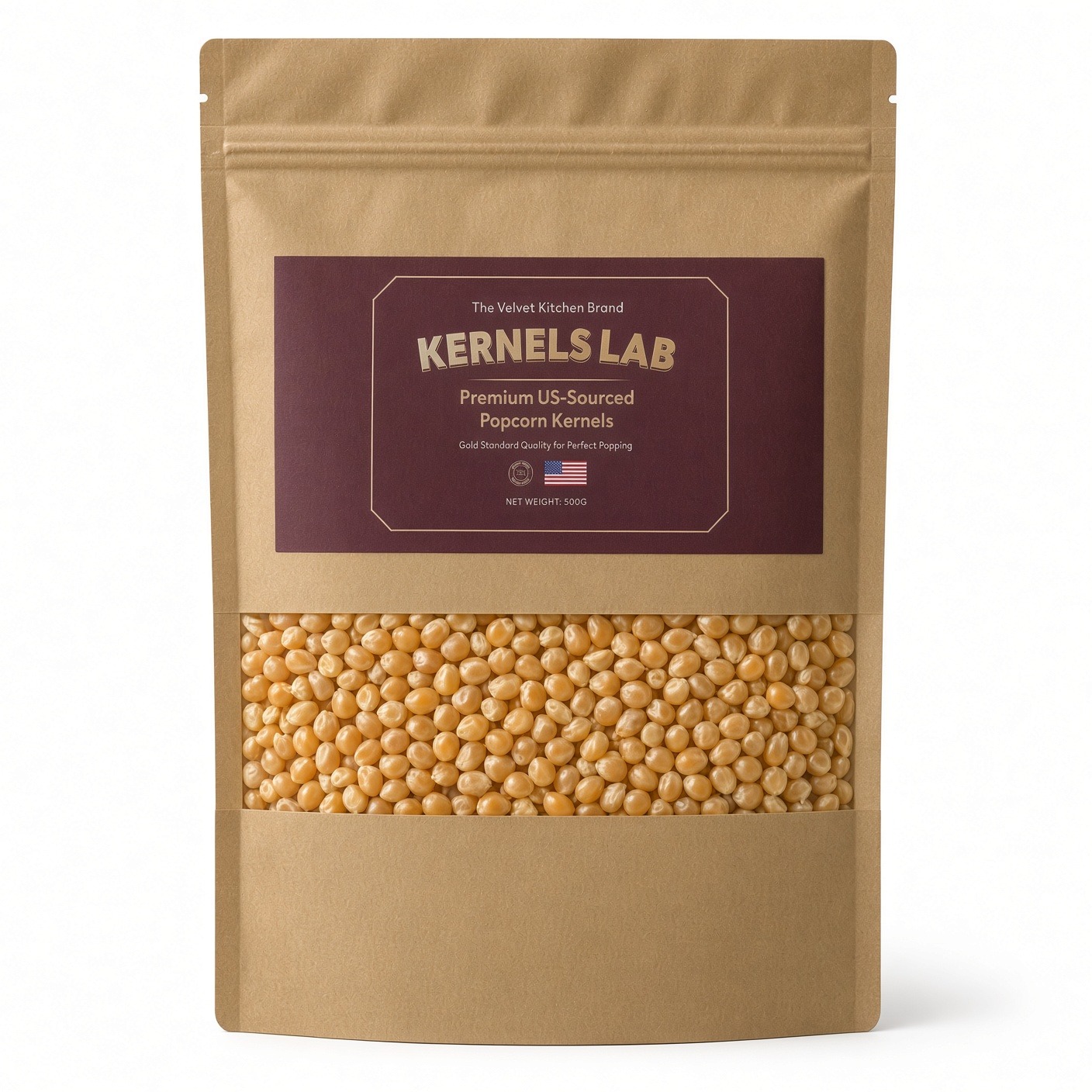Kernels Lab Premium US-Sourced Kraft Pouch Popcorn Kernels